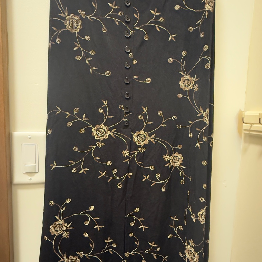 Skirtology Black Skirt with Floral Embroidery